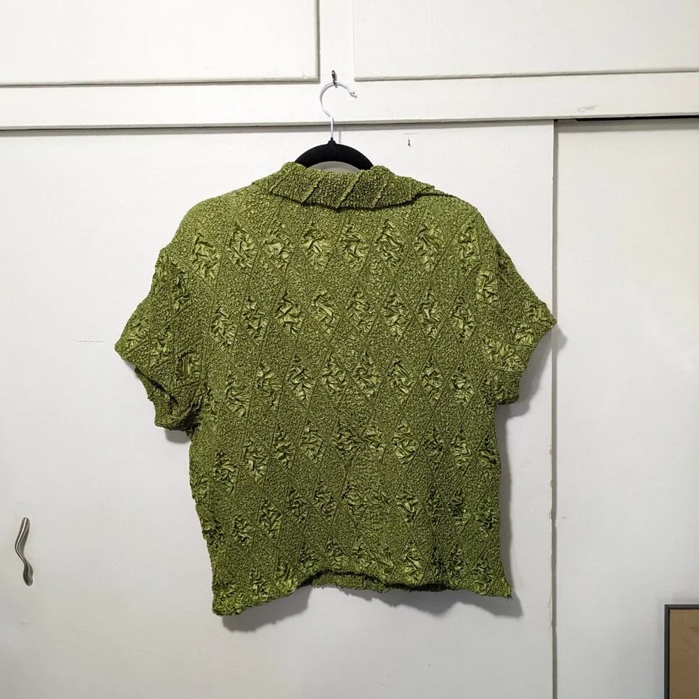 BALABALA: Crinkly Stretch Fabric Button Up Blouse women - Picture 3 of 4